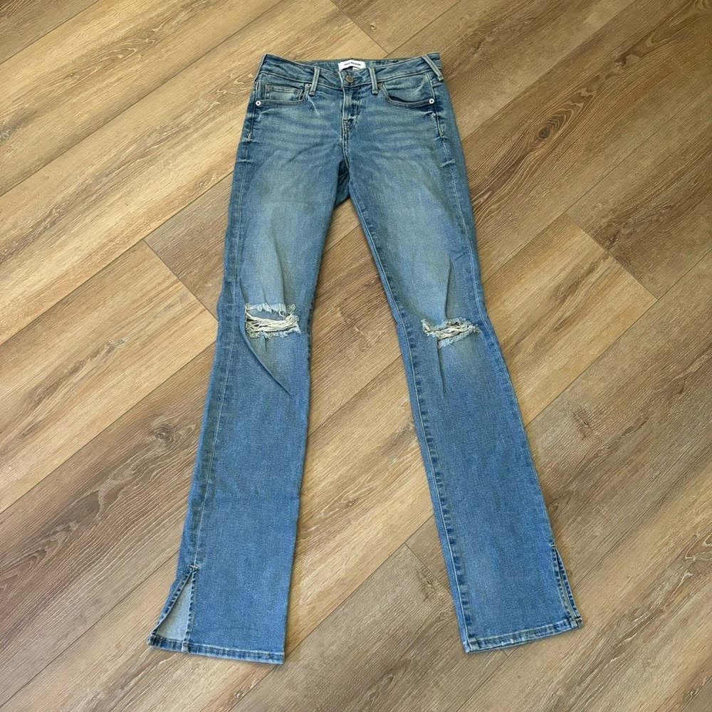 True Religion Billie Straight Side Splits Babe Women’s Distressed Jeans Size 25